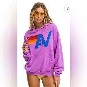 AVIATOR NATION LOGO PULLOVER RELAXED HOODIE - NEON PURPLE